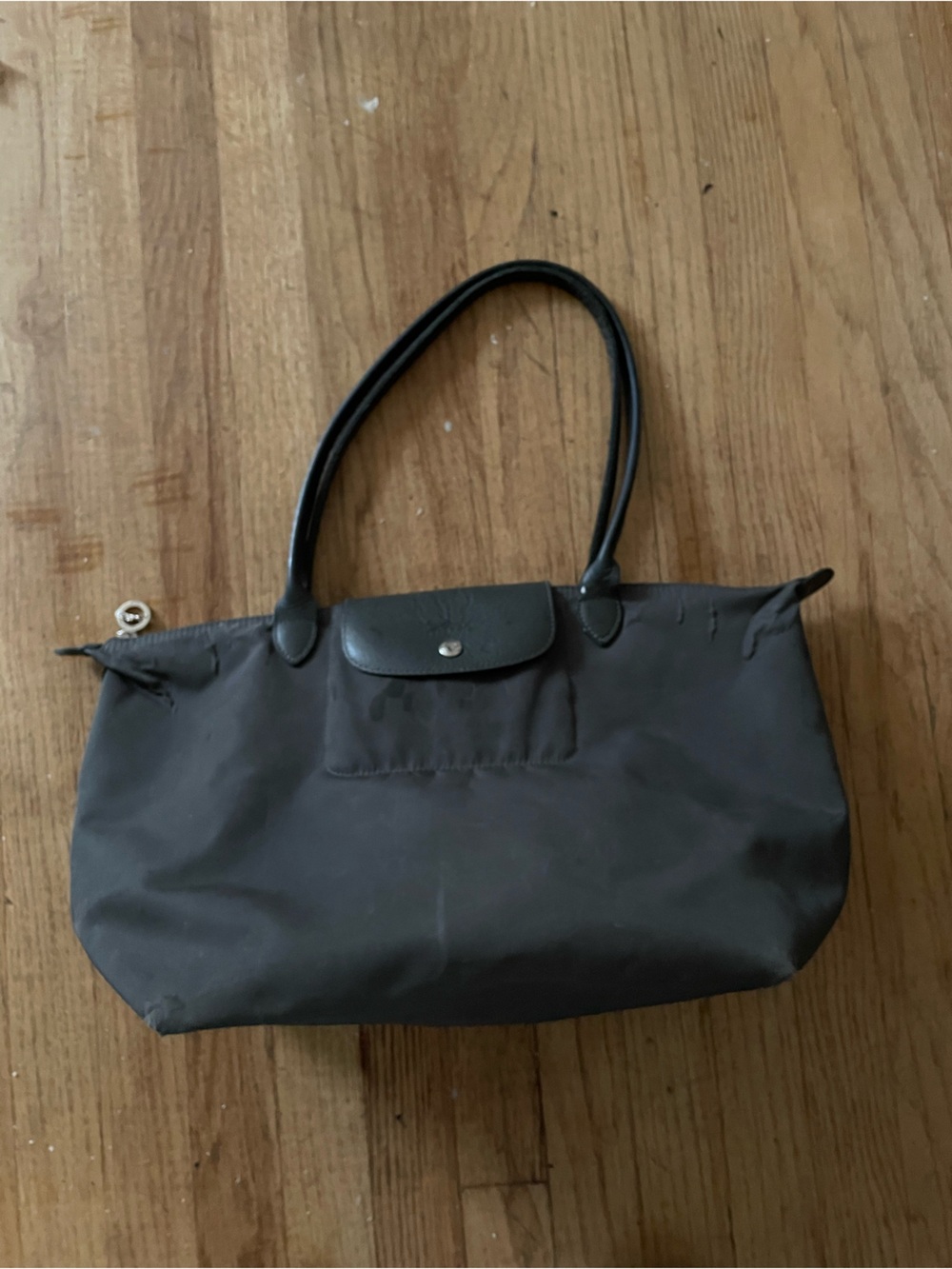 Longchamp Brown Nylon Tote with Black Handles
